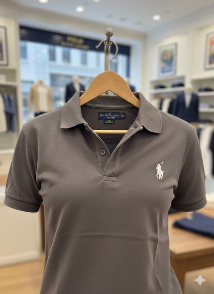 Luxury Brand  Grey Classic Logo Polo T-Shirt