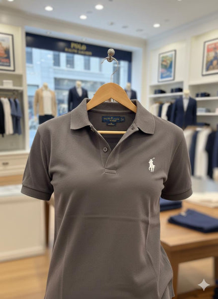 Luxury Brand  Grey Classic Logo Polo T-Shirt