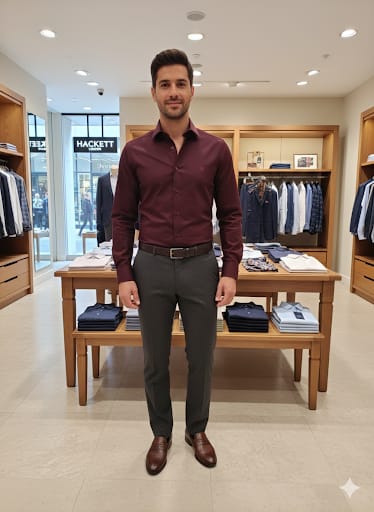 Imported Brand Signature Maroon Shirt Refined Luxury Wear