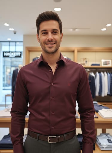 Imported Brand Signature Maroon Shirt Refined Luxury Wear