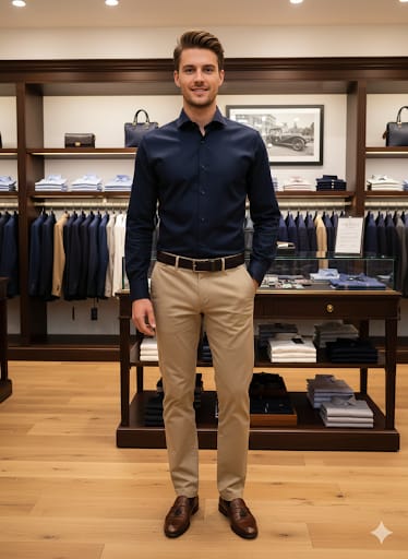 Classic Navy Casual -Fit Shirt – Smart, Sharp & Timeless