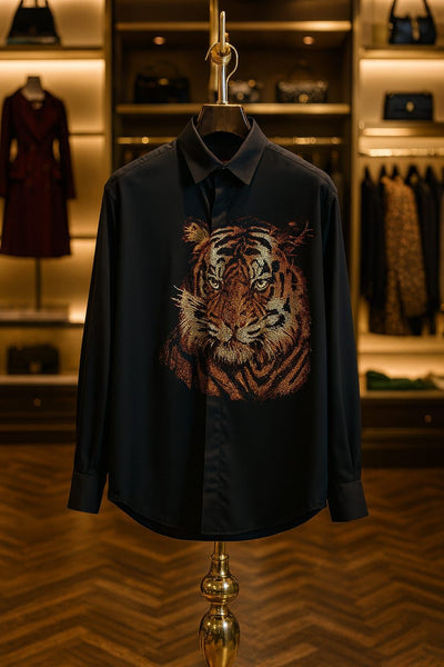 Regal Tiger Statement Shirt  Bold Art Meets Luxury Style