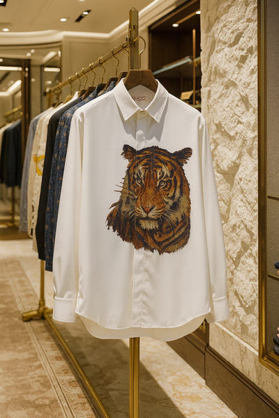 Regal Tiger Statement Shirt  Bold Art Meets Luxury Style