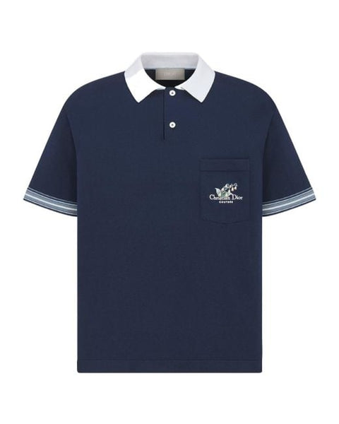 Men’s Navy Blue Polo T-Shirt with White Collar & Chest Pocket Logo
