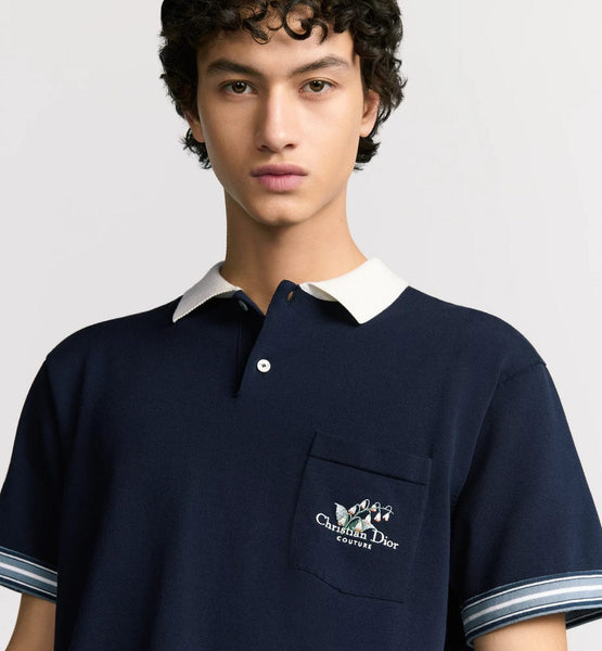 Men’s Navy Blue Polo T-Shirt with White Collar & Chest Pocket Logo