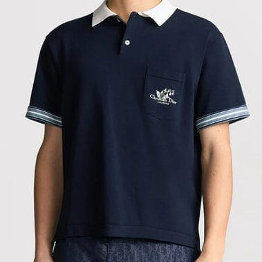 Men’s Navy Blue Polo T-Shirt with White Collar & Chest Pocket Logo