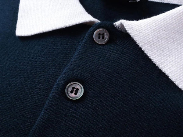 Men’s Navy Blue Polo T-Shirt with White Collar & Chest Pocket Logo
