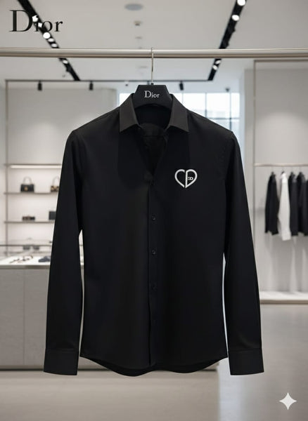 Men’s Premium Black Casual Shirt with Signature Heart Emblem