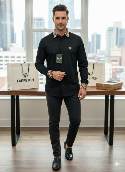 Men’s Premium  Shirt with Designer Contrast Collar