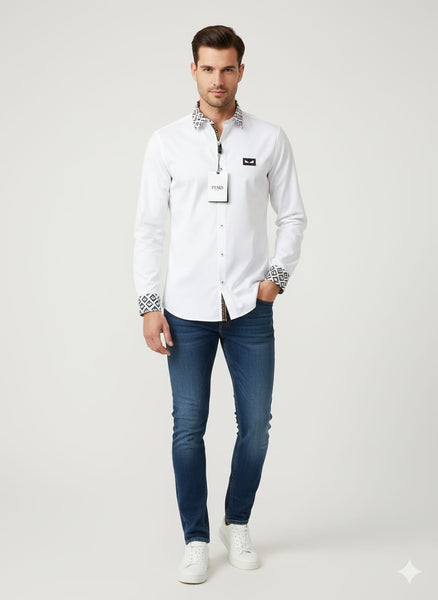 Men’s Premium  Shirt with Designer Contrast Collar