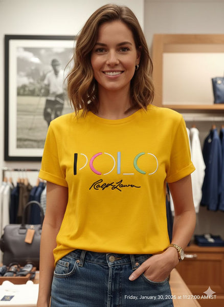 Women’s Stylish Yellow Polo Graphic T-Shirt