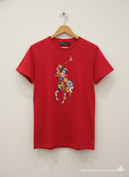 Floral Polo Player Red Women’s Tee