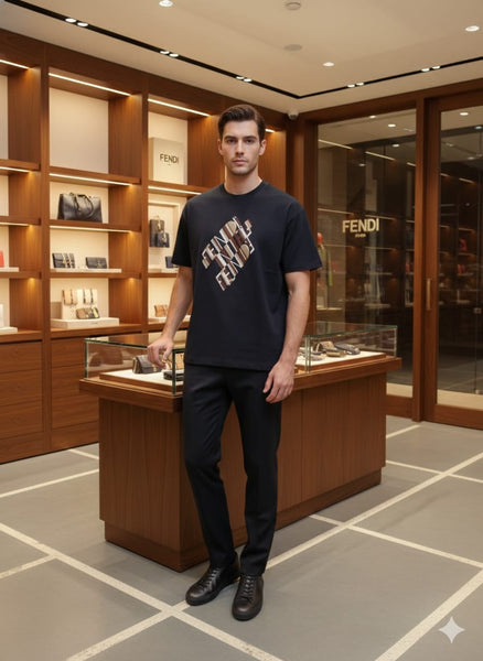 Men’s Premium Black T-Shirt with Modern Graphic Print