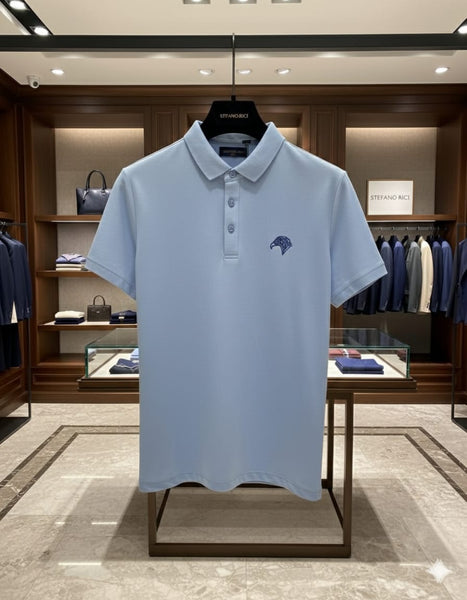 Men’s Premium Light Blue Polo T-Shirt with Signature Logo