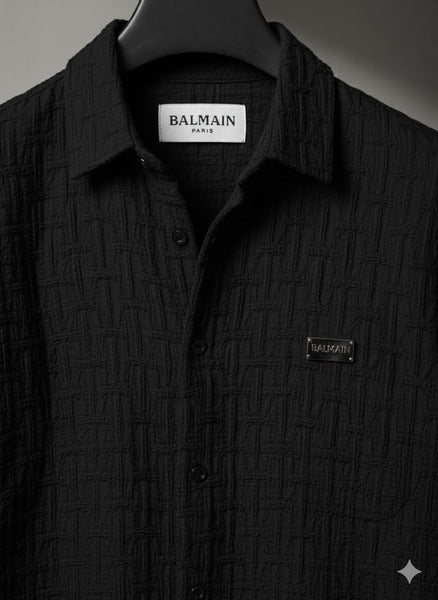 Men’s Premium Black Textured Casual Shirt with Modern Fit