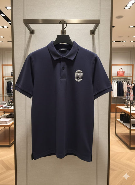 Men’s Navy Blue Branded Polo T-Shirt Classic Smart Casual Style