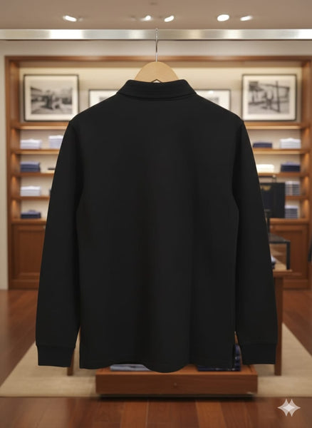 Men’s Black Long-Sleeve Polo T-Shirt – Timeless Classic