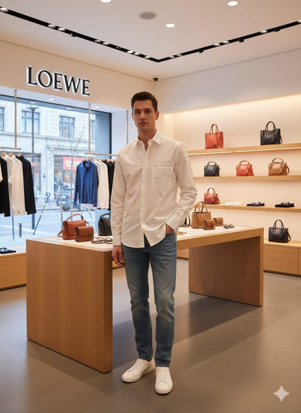 Men’s Premium White Solid Formal Shirt with Embroidered Pocket