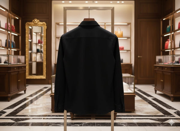 Men’s Premium Black Designer Shirt with Multicolor Emblem