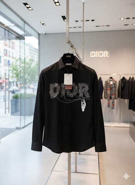 Men’s Premium Black Designer Shirt with Artistic Front Print