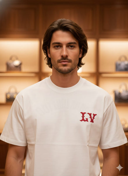 Men’s Premium White Drop Shoulder T-Shirt with Minimal Chest Logo