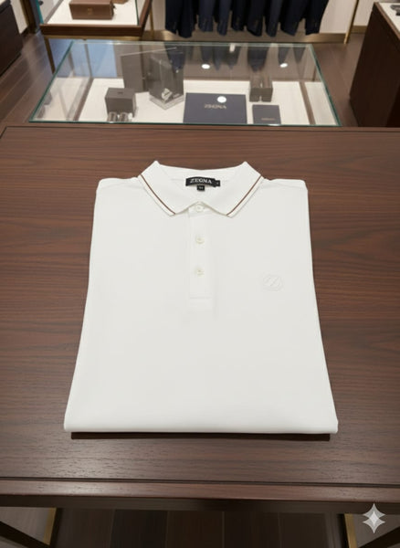 Luxury Classic White Polo T-Shirt with Subtle Logo