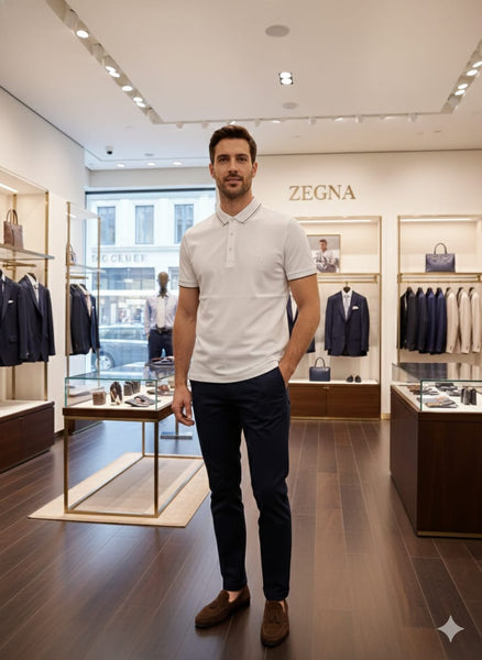 Luxury Classic White Polo T-Shirt with Subtle Logo