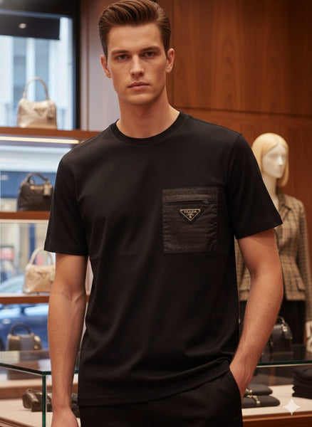 Classic Black Pocket Tee  Premium Minimal Style