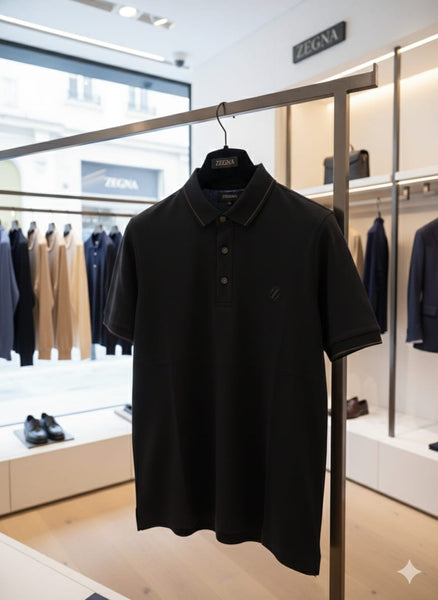 Premium Black Polo T-Shirt with Minimal Logo