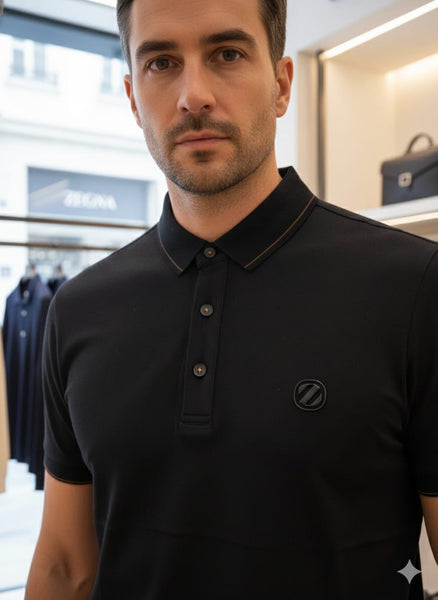 Premium Black Polo T-Shirt with Minimal Logo