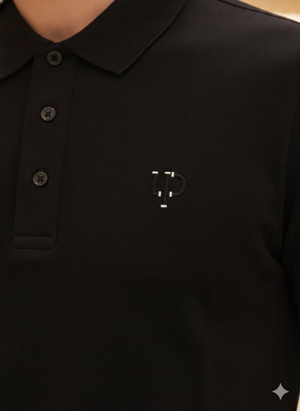Classic Black Polo T-Shirt with Minimal Logo Detail