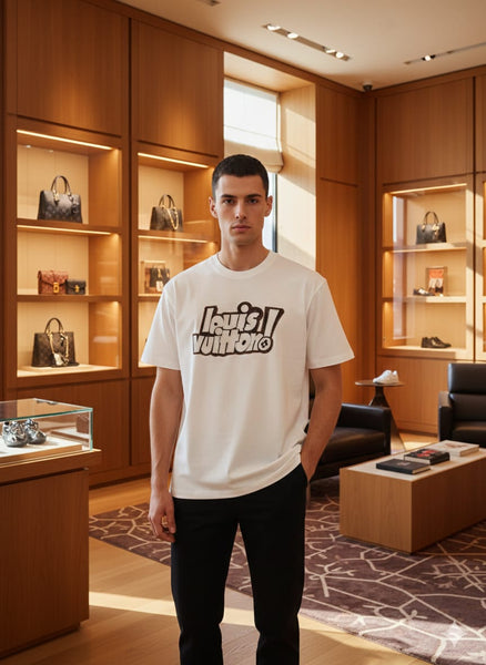 Premium White Graphic Logo Crew-Neck T-Shirt