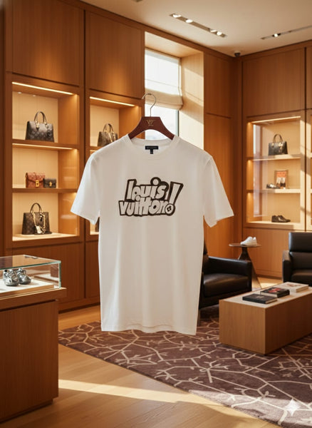 Premium White Graphic Logo Crew-Neck T-Shirt