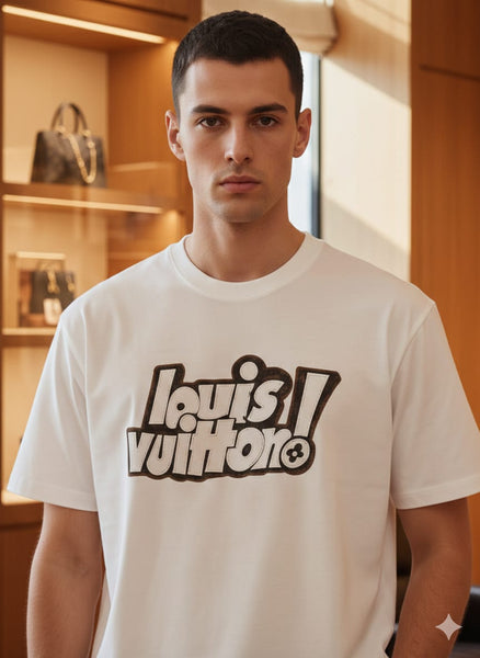 Premium White Graphic Logo Crew-Neck T-Shirt