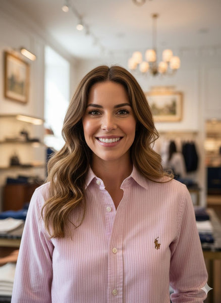 Women’s Light Pink Vertical Stripe Shirt Elegant Classic Fit