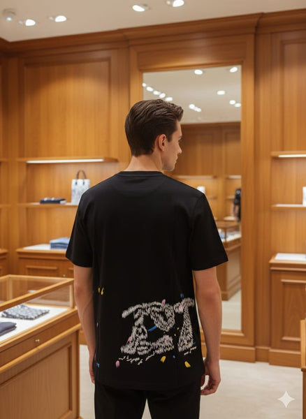 Men’s Black Designer Graphic T-Shirt – Luxury Casual Wear