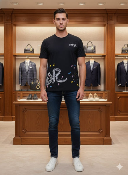 Men’s Black Designer Graphic T-Shirt – Luxury Casual Wear