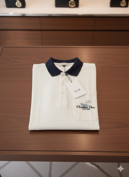 Classic White Polo T-Shirt with Contrast Collar Elegant & Timeless