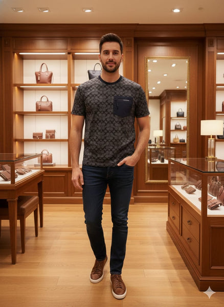 Premium Dark Monogram Print T-Shirt  Bold, Modern & Stylish