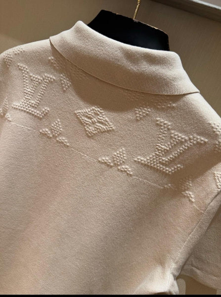 Monogram Embossed Short-Sleeved Knit Shirt
