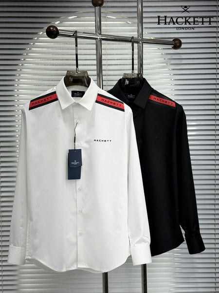 Luxury Brand Signature Shoulder Stripe Shirt Elegant British Style