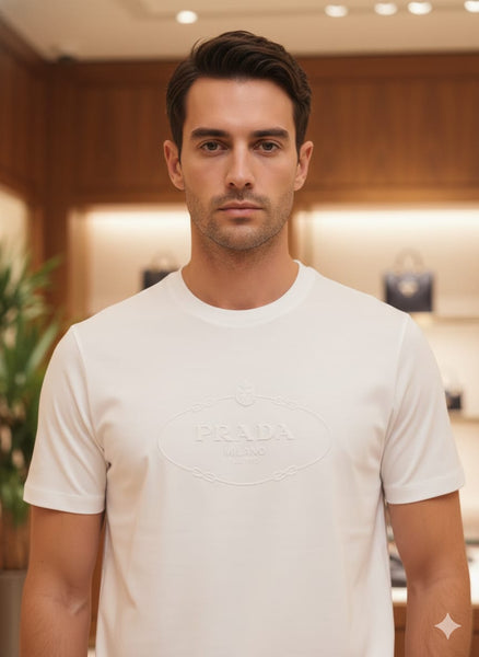 Men’s Premium Crew Neck T-Shirt with Embossed Front Logo