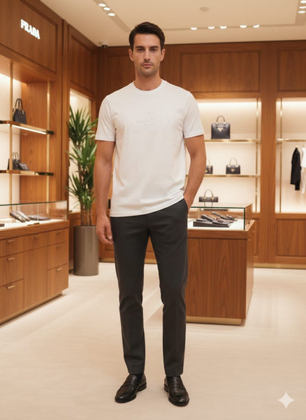 Men’s Premium Crew Neck T-Shirt with Embossed Front Logo