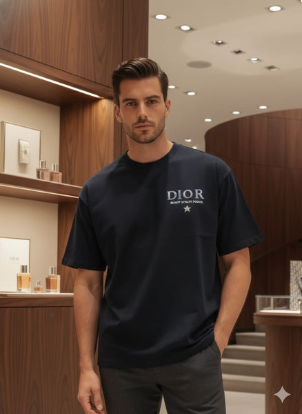 Men’s Classic Black Crew Neck T-Shirt with Chest Logo Print