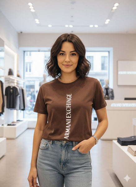 Women’s Brown Logo T-Shirt Premium Casual Everyday Wear