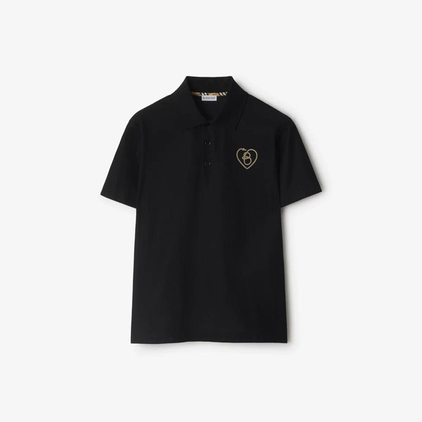 Men’s Black Polo T-Shirt with Embroidered Chest Detail