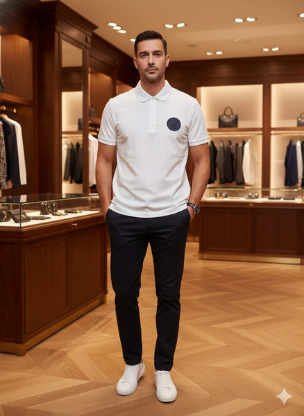 Premium White Polo T-Shirt with Minimal Logo Detail