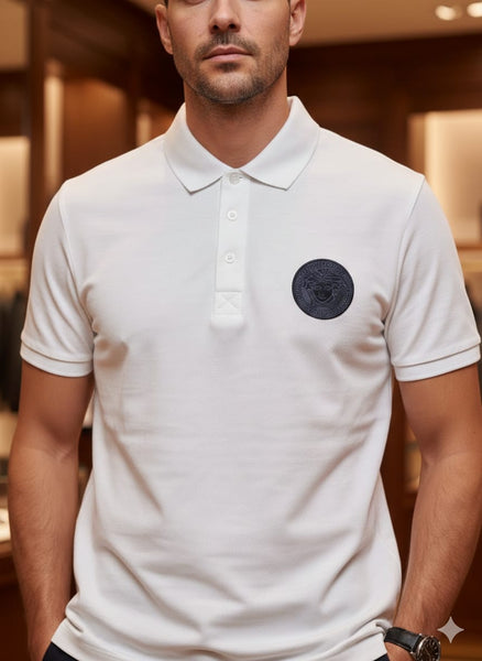 Premium White Polo T-Shirt with Minimal Logo Detail