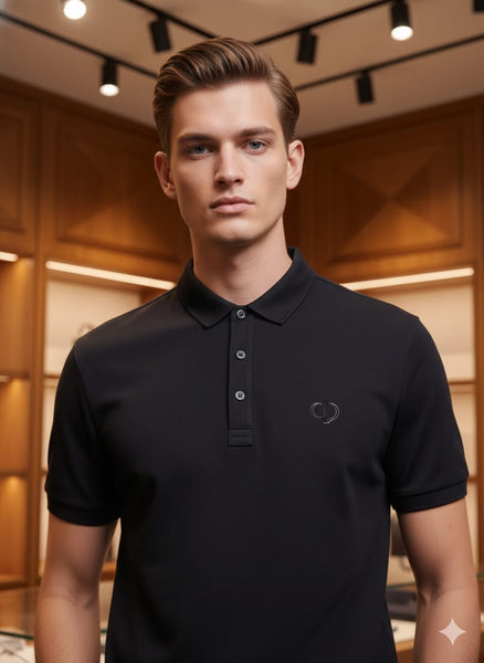 Premium Black Designer Polo T-Shirt with Minimal Logo Detail