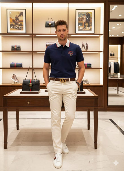 Exclusive Polo T-Shirt with Contrast Collar & Chest Embroidery
